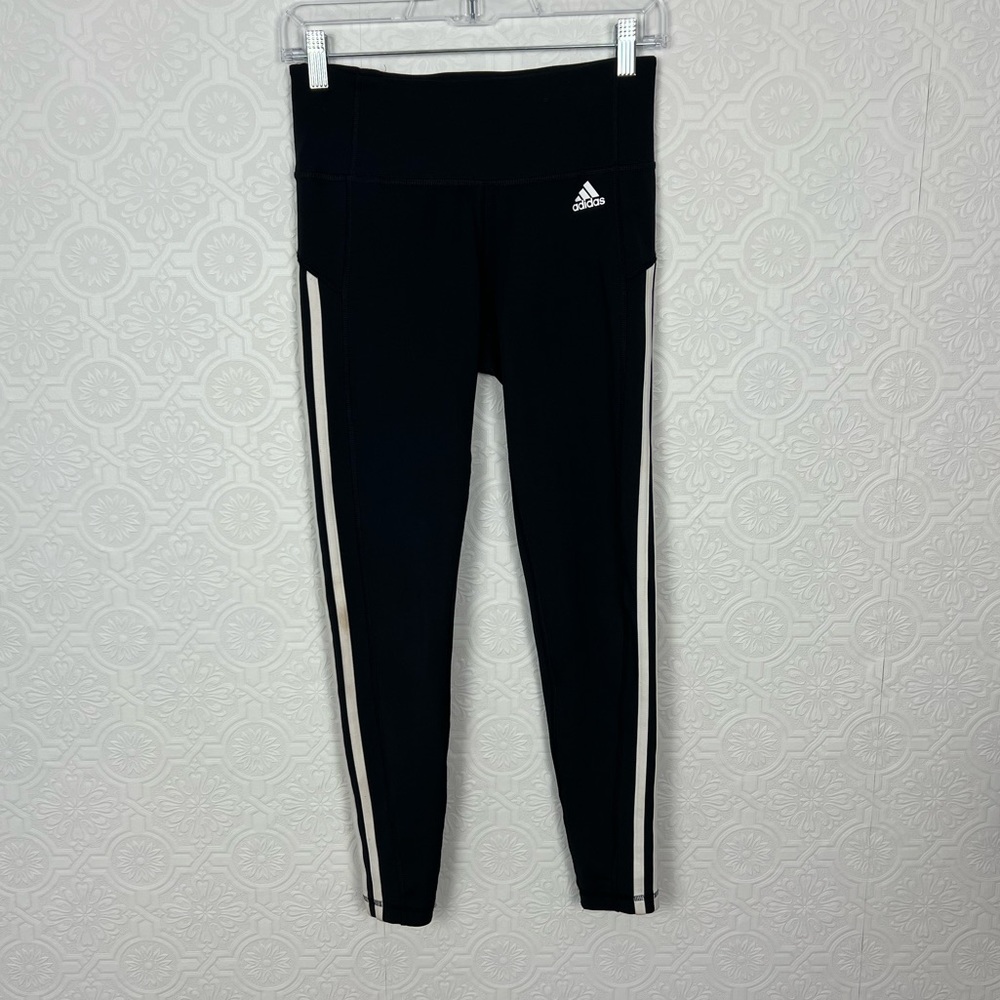 Adidas DESIGNED TO MOVE HIGH-RISE 3-STRIPES 7/8 SPORT TIGHTS Climalite Leggings - Picture 2 of 4